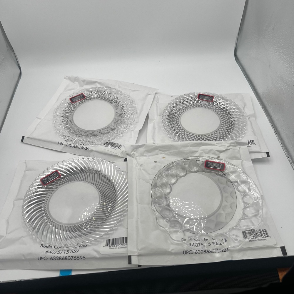 Riedel Crystal Bottle Coaster Set of 4 Samba Rumba Boogie Chaos 4075/15 Germany